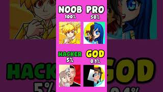 Noob vs Pro vs Hacker vs God  Youtubers de Roblox shorts [upl. by Shelly]