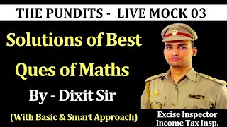 THE PUNDITS Weekly Live Mock 3  MATHS Best Questions By DixitSirConcepts ssc ssccgl [upl. by Ennairrac]