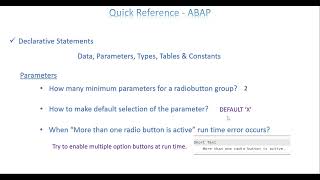 QR ABAP 2  Declarative Statements  PARAMETERS [upl. by Puduns985]