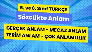 5 6 Sınıf Türkçe Sözcükte Anlam  Gerçek Anlam Mecaz Anlam Terim Anlam Çok Anlamlılık [upl. by Leahicm]