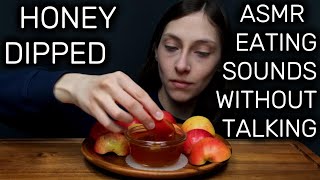 ASMR FRESH CUT APPLES HONEY DIPPED  EATING SOUNDS WITHOUT TALKING [upl. by Willtrude]