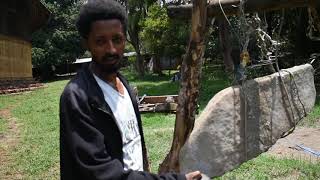 Stone Bell at Entrance to Monastery Lake Tana Ethiopia June 2019 [upl. by Adriana]