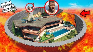 Franklin Save His House From Biggest Lava Tsunami Ever In GTA 5 [upl. by Awuhsoj]