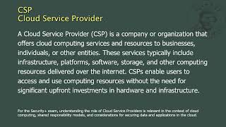 CSP  Cloud Service Provider [upl. by Hazmah]