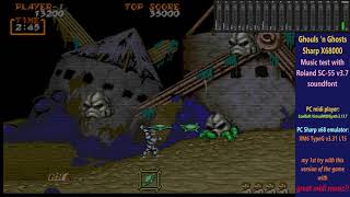 Ghouls n Ghosts DaiMakiMura Sharp X68000 Roland SC55 MIDI soundtrack gameplay 5th game levels [upl. by Nommad964]