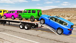 Flatbed Truck Mcqueen  Transportation with Truck  Pothole vs Car 197  BeamNGDrive [upl. by Assedo806]