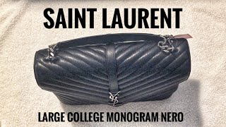 YSL Large College Monogram Nero  Unboxing from Mytheresa  Closer Look [upl. by Ettennej]