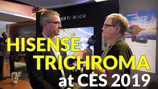 Hisense 4K TriChroma Laser TV 100L7T at CES 2019 [upl. by Ydnak]