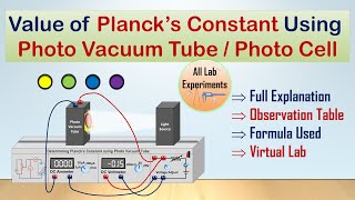 Plancks Constant  Experiment  Photo Cell  Photo Vacuum Tube  Photoelectric Effect [upl. by Eatnuhs]