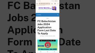 FC Balochistan Jobs 2024 Online Apply By informeziacom [upl. by Irami741]