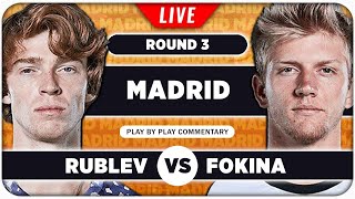 RUBLEV vs FOKINA • ATP Madrid 2024 • LIVE Tennis PlaybyPlay Stream [upl. by Emilee]