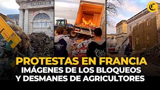 INCREÍBLES PROTESTAS EN FRANCIA agricultores tiran ESTIERCOL A EDIFICIOS MUNICIPALES  El Comercio [upl. by Grimes820]