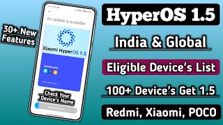 Xiaomi HyperOS 15 India amp Global Update 100 Eligible Devices List Release amp Top 30 New Features [upl. by Meletius]