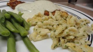 Pork Schnitzel with Sour Cream Dill Sauce amp German Spaetzle Dumplings recipe [upl. by Brody]