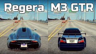 NFS Heat Koenigsegg Regera vs BMW M3 GTR  Drag Race [upl. by Arihat]