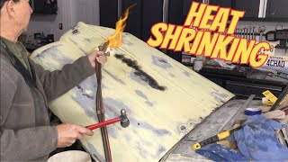 Heat Shrinking Large Areas With A Torch Oil Canning Hood 1950 Willys Jeepster Hot Rod [upl. by Lowenstern]