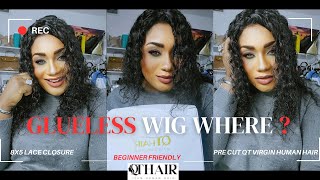 OMGMost Convenient amp Easy Pre Cut Glueless 8x5 Lace Closure Water Wave Wig Install Ft QT Hair [upl. by Nagn]