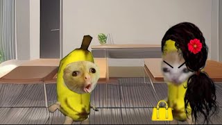 Banana Cat mom Getting Angry 😡 on Banana Cat🥺 bananacat happycats [upl. by Thackeray573]