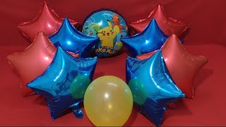 FUN POKEMON MYLAR BALLOON STAR MYLAR BALLOONS POPPING [upl. by Victory]