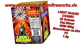 HE9007 LIGHT GUARD 25 Schuss Kal38mm NEM 800g ca52s F2 Preis ca65 Euro Dreamfireworks [upl. by Dymphia]