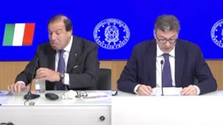 MANOVRA SI ROMPE UN BICCHIERE DURANTE LA CONFERENZA STAMPA GIORGETTI “PORTA BENEquot [upl. by Donavon971]