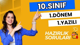 10SINIF 1DÖNEM 1YAZILI HAZIRLIK SORULARI  PDF 10SINIF MATEMATİK [upl. by Cathyleen]