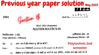 polytechnic 2nd semester math previous year question paper solved [upl. by Hellene]