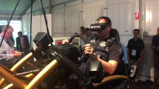 VR OCULUS RIFT PROFESSIONAL MOTION RACING SIMULATOR  Myriad Festival [upl. by Shipp]