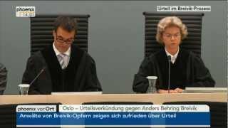 Urteilsverkündung gegen Anders Breivik vom 24082012 [upl. by Yelyak863]