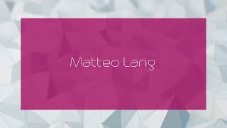 Matteo Lang  appearance [upl. by Drake]