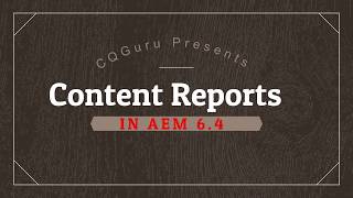 AEM 64 Content Reports Using ACS AEM Commons [upl. by Naujahs]