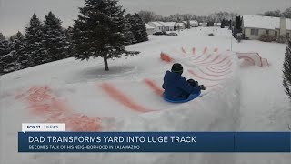 Dad transforms yard into luge track [upl. by Iramohs]