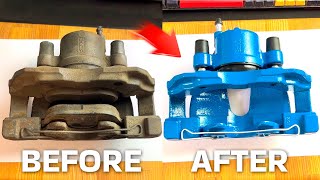 Painting Old Brake Calipers  How to Turn Rusty Metal into NEW [upl. by Odiug]