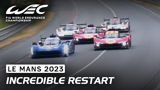 Incredible Action at the Restart in Hypercar I 2023 24 Hours of Le Mans I FIA WEC [upl. by Amorette]