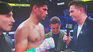 MANUEL GALLEGOS IMMEDIATE REACTION TO HUGE UPSET BY KNOCKING OUT KHALIL COE POST FIGHT INTERVIEW [upl. by Moffitt]