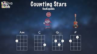 Counting Stars  Ukulele play along Am C G F and Dm [upl. by Kcered606]