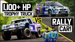 Trophy Truck vs Rally Car  Ken Block Drives Both Which ones faster [upl. by Ainesy978]