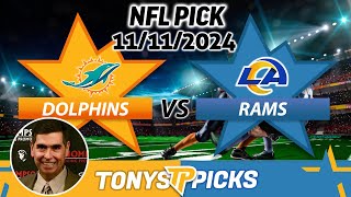 Miami Dolphins vs LA Rams Pick 111124 NFL Week 10 Betting Tips [upl. by Yahiya]