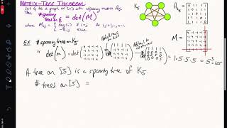 Math 432 Trees  MatrixTree Theorem 2 of 3 [upl. by Eniahpets]