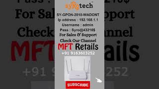 Syrotech Dualband SYGPON2010WADONT User Password IP ftth syrotech [upl. by Sukramed77]