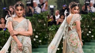 alia Bhatt wearing sabyasachi saree at the met gala 2024  Alia Bhatt most attractive look [upl. by Hajidak686]