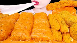 ASMR MUKBANG｜CHEESY CARBO FIRE NOODLE WRAP CHEESE BALL CHEESE STICKS 까르보 불닭쌈 뿌링클 치즈볼EATING SOUNDS 먹방 [upl. by Aisatna636]