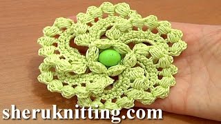 Crochet Spiral 6Petal Flower Part 1 of 2 [upl. by Trill939]