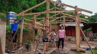 Construction Process Of New Kitchen Frame Farm Expansion  Family Farm [upl. by Bordie]