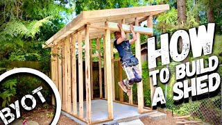 BUILDING A LEAN TO SHED  START TO FINISH Part 1 of 2 [upl. by Mikal27]