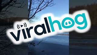 Boat Breaking Through Ice Creates Some Cool Effects  ViralHog [upl. by Artema]