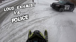 Snowmobilers With Loud Exhausts VS Police [upl. by Nared]