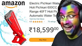 I BOUGHT THE WEIRDEST HOLI PICHKARI FROM AMAZON [upl. by Geoffrey612]