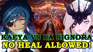 NO DAMAGE 1º Phase NO HEAL 2º Phase Solo Kaeya Vs La Signora boss fight  Genshin Impact [upl. by Etiuqal]