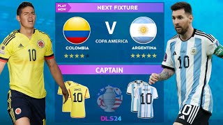 DLS 24  Colombia Vs Argentina  Hat Trick For Alvarez  Dream League Soccer 2024 Gameplay [upl. by Aridan381]